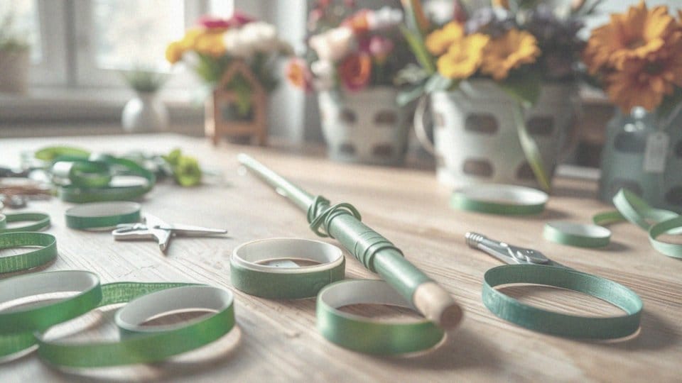 Jak zabezpieczyć nasadę pączka taśmą florystyczną?