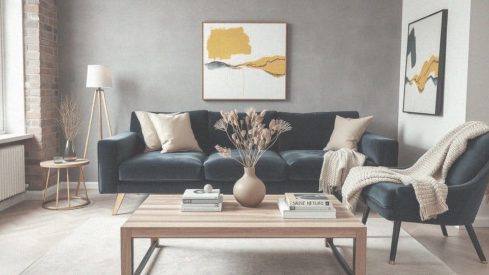 Jakie są modne stylizacje z granatową kanapą?