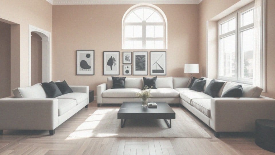 Beżowy salon z czarnymi dodatkami – inspiracje i porady aranżacyjne