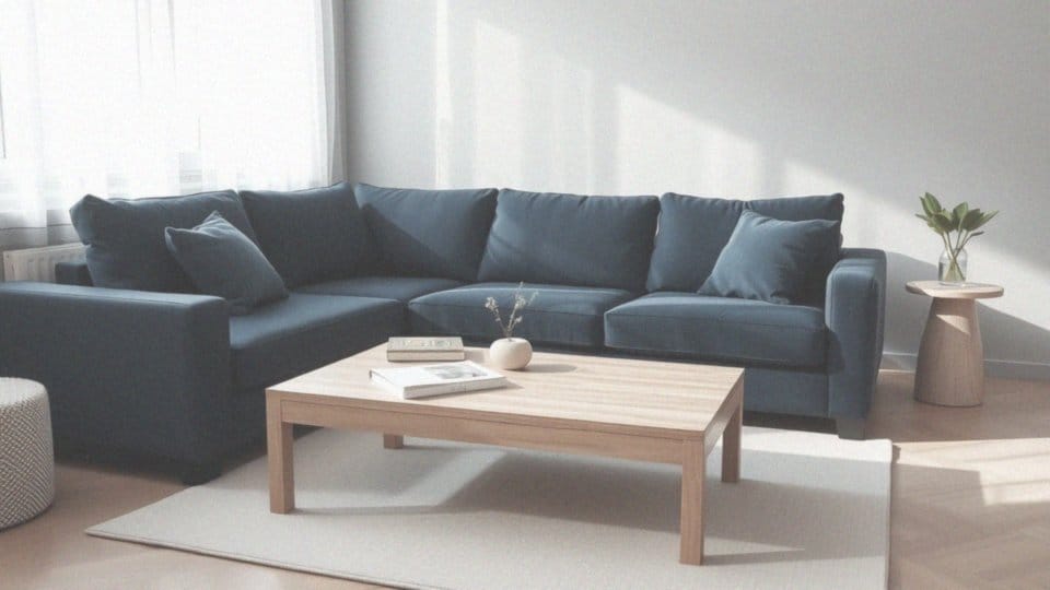 Granatowy narożnik w salonie – inspiracje i aranżacje