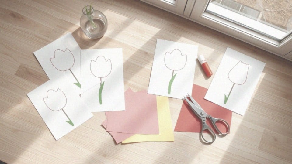 Tulipan z papieru – szablon i instrukcje do stworzenia dekoracji